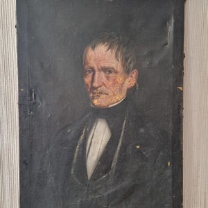 Antique painting portrait gentleman around 1890 from France shabby vintage painted oil on canvas