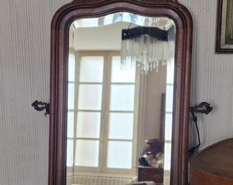 Antique mirror oak Louis XVI shabby vintage from France