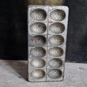 Antique chocolate mold eggs with patina vintage shabby chocolate from France Easter decoration