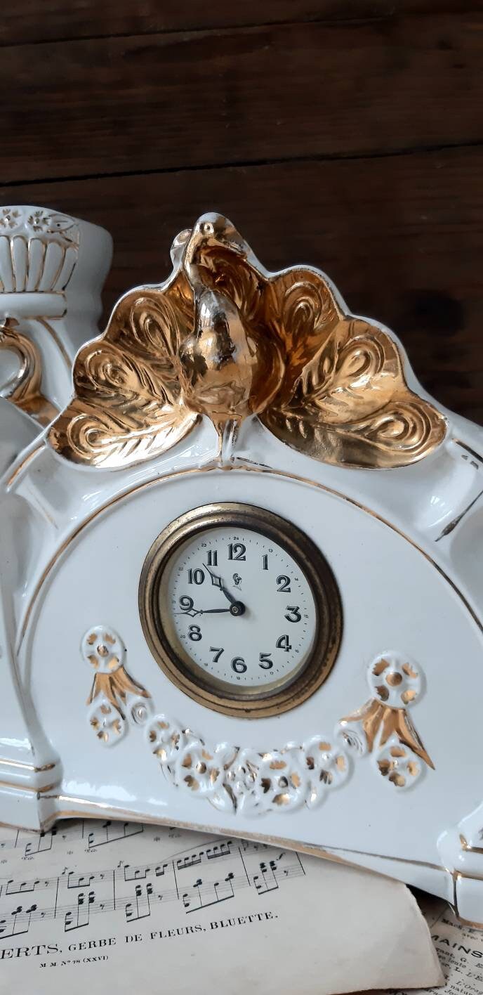 Reloj chimenea antigua conjunto reloj mesa reloj chimenea | Etsy