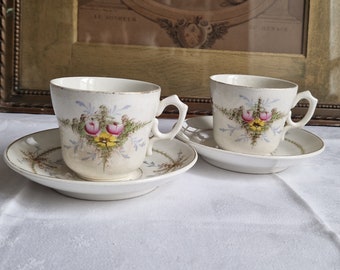 2 tasses du fabricant Société Céramique de Maestricht Shabby vintage dans un set