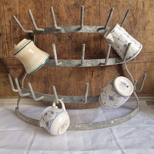 Antique bottle dryer cup holder made of zinc from France Shabby vintage
