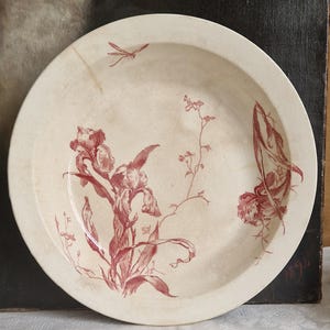 Antique bowl Gien Iris Terre de fer from France Shabby vintage