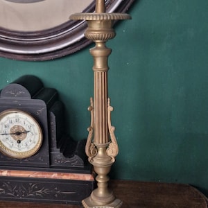 Antique candlestick candle holder altar church brass metal shabby vintage from France rare