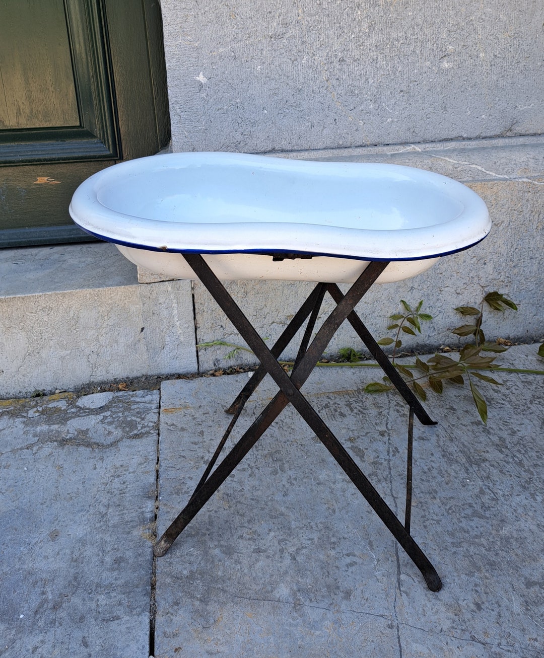 Antique French Enamel Bidet on Shabby Vintage Iron Frame Etsy