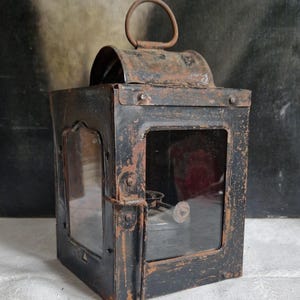 Antique lantern lamp candle lamp railway lamp shabby vintage from France rare