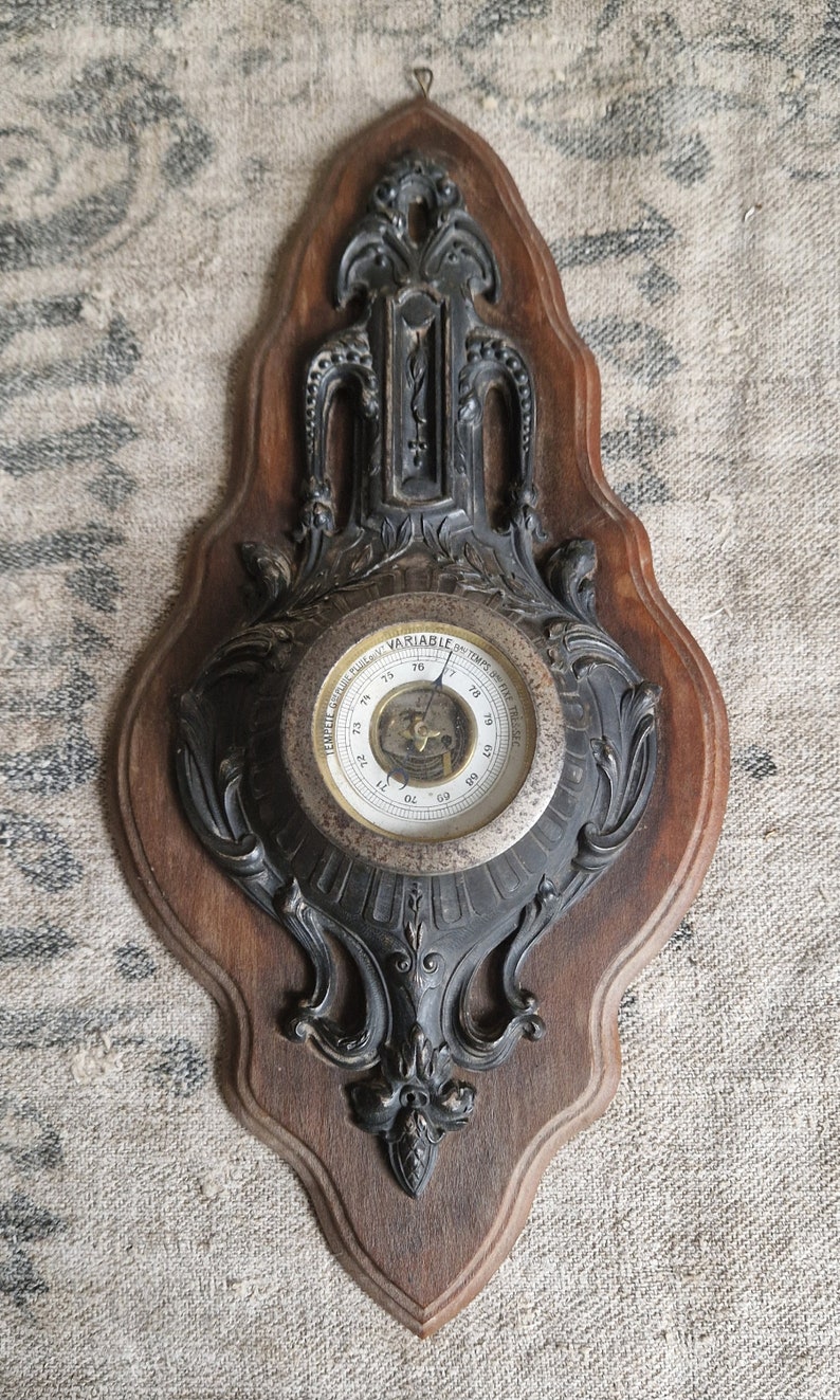 Antique Barometer Weather Station, Wood, French Vintage Decor - Etsy