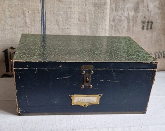 Caja de archivos hecha de maletín de cartón Shabby vintage Francia antigua