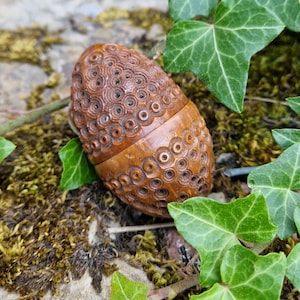 Antique Corozo Egg from France 19th Century Shabby vintage storage jar Rosary