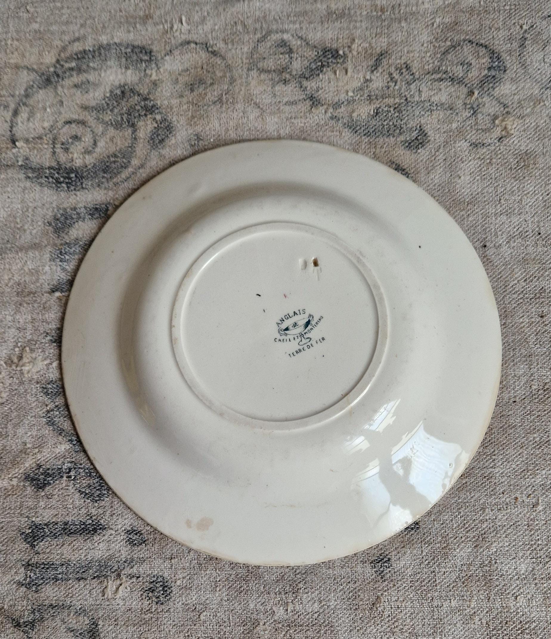 Antique Plate Creil Et Montereau Terre De Fer Anglais French