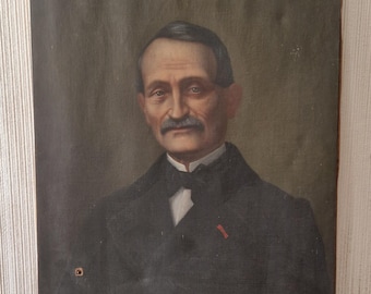 アンティーク紳士の肖像画油絵、19世紀の日記作家 - Etsy 日本