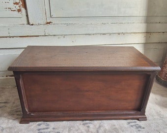 Antique wooden chest made of oak shabby vintage from France