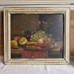 Antikes Gemälde Stillleben aus Frankreich Shabby vintage gemalt selten rar