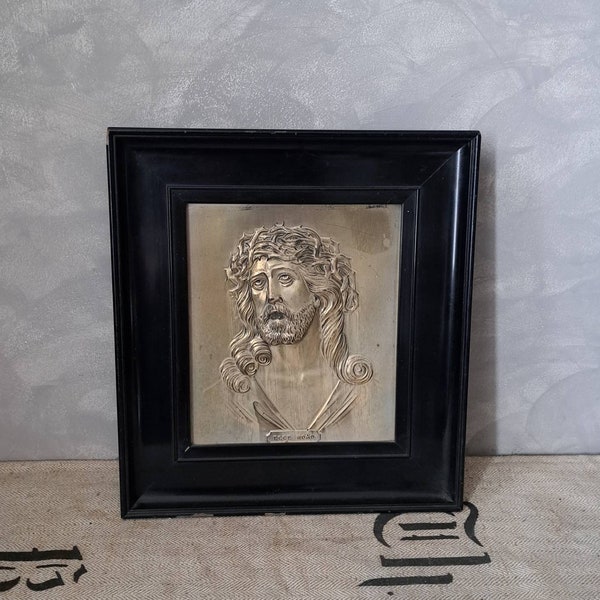 Antikes Bild Ecce Homo Jesus Christus 19.jahrhundert Shabby vintage Frankreich