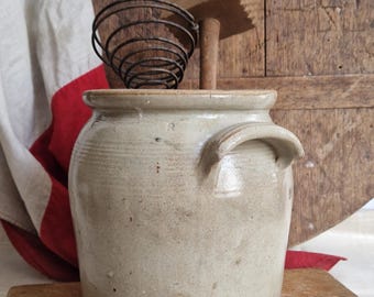Contenitore antico per confetture, in gres, decorazione vintage francese