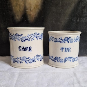 Antique storage tin Café and Thé Saint Uze Shabby vintage from France rare in set