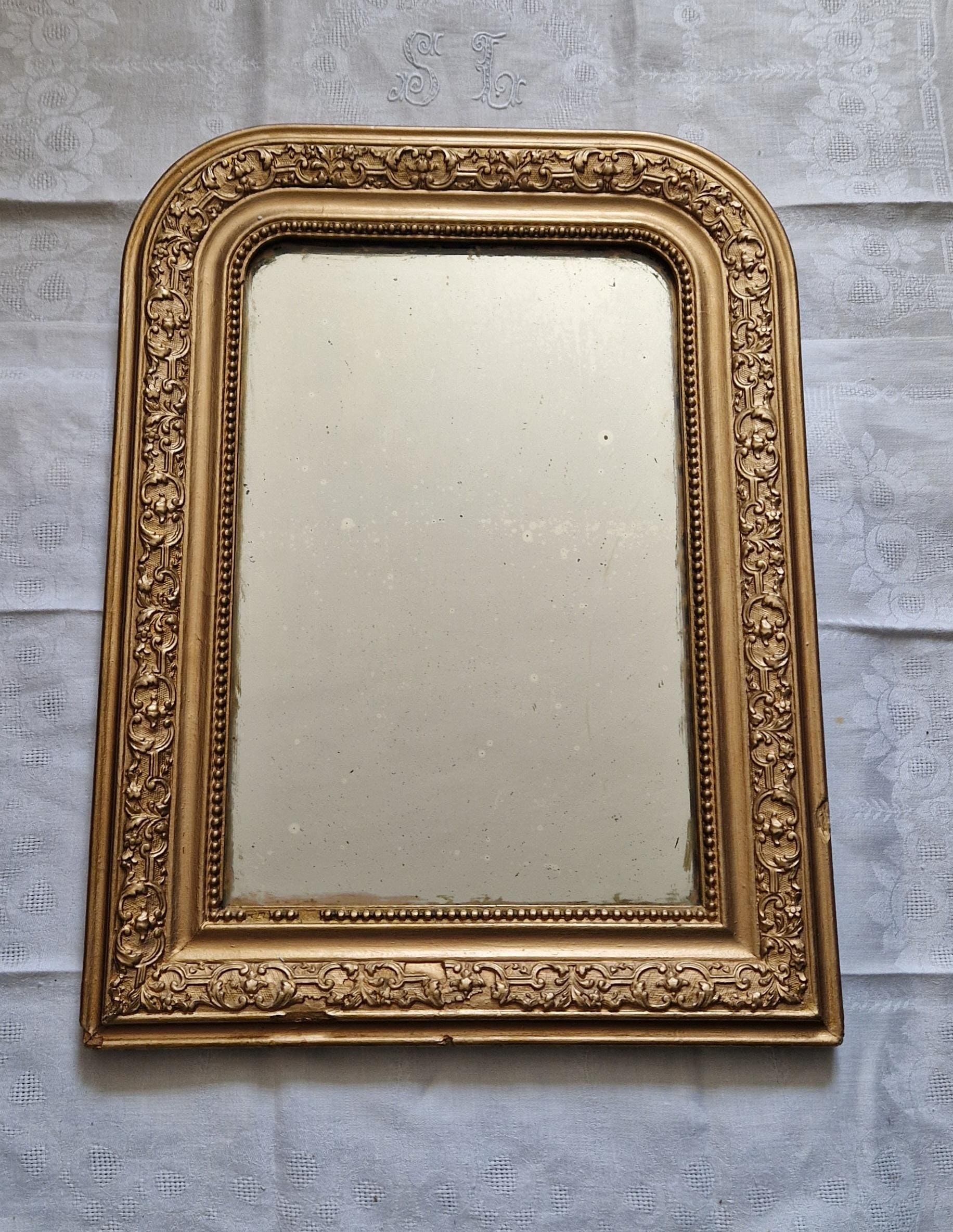 アンティークミラー ルイ・フィリップ フランス 19世紀 みすぼらしい