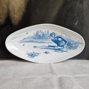 Antique Ravier Gien Canards Terre de fer Shabby vintage from France patina with duck motif