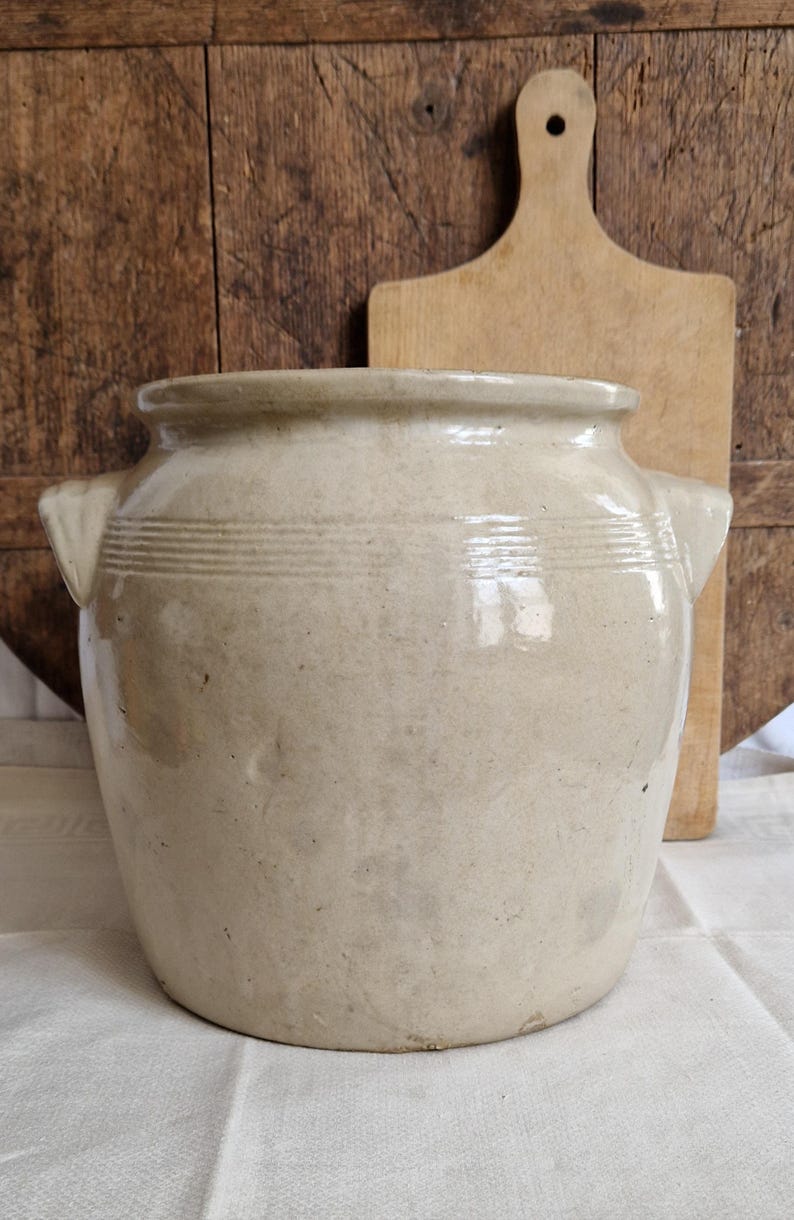 Antique Large Confit Container Pot, Digoin Stoneware, French Vintage ...