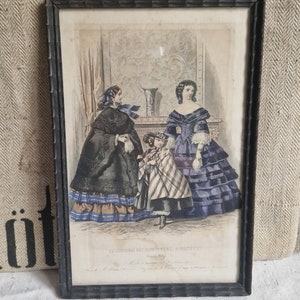 Antique picture frame fashion magazine Jules David France around 1880 Shabby vintage patina Journal des dames Mode