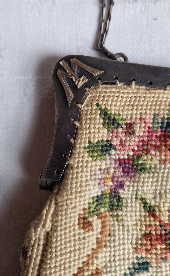Evening bag handbag tapestry handmade around 1900… - image 2