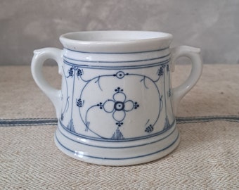 Açucareiro antigo Blue Saks Shabby vintage Indian Blue por volta de 1900