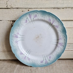 Antique Presentoir foot plate K & G Luneville Shabby vintage France brocante faience ironstone decoration