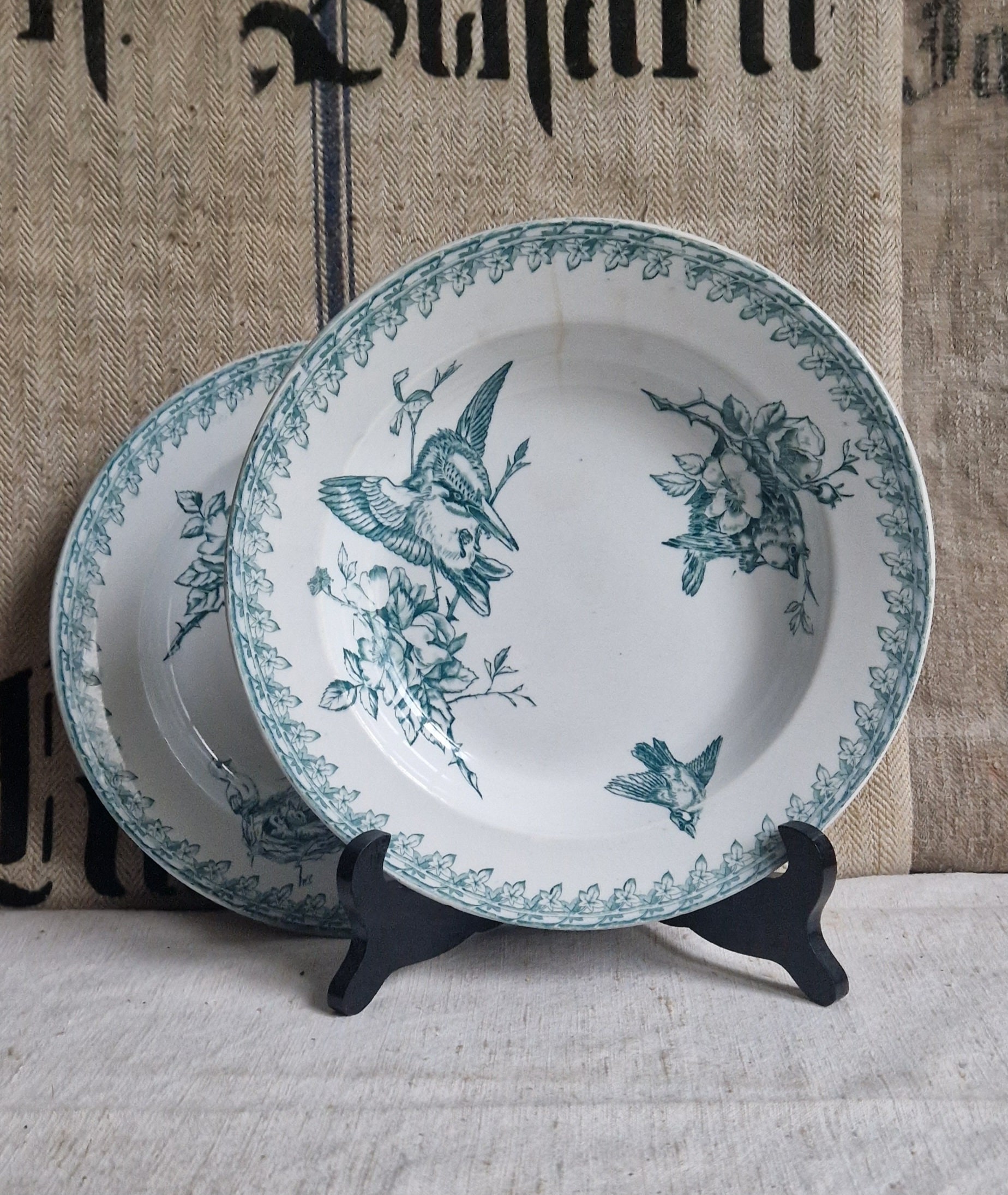 RESERVED Antike Suppenteller Buffon Sarreguemines Shabby 19