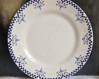 Plato de pastel antiguo Creil et Montereau Labrador Vintage Shabby de Francia