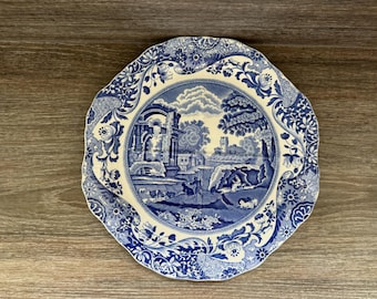 Stunning Copeland Spode Italian England Sandwich Plate 4 Square Blue Stamp
