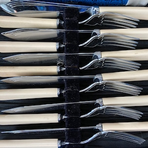 Antique Cutlery Boxed Fish Set -Silver Plate and Ivory tone  Handles Fish Set for 6 settings