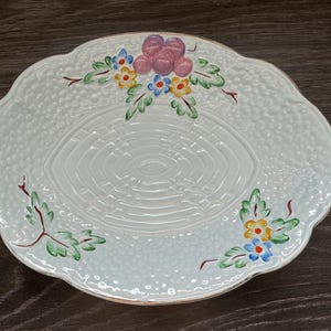 Vintage Crown Devon Oval Dish Fruit and Flowers