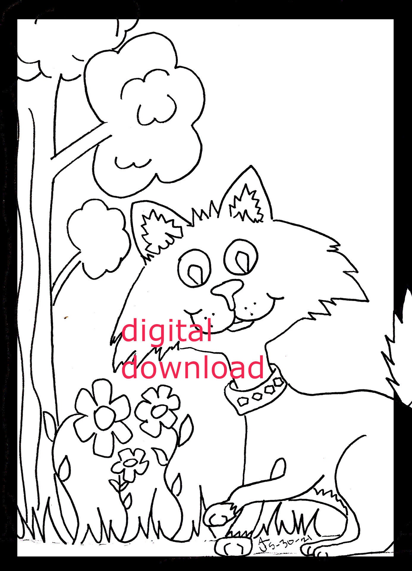 Kiki Kitty Coloring Page Instant Download | Etsy