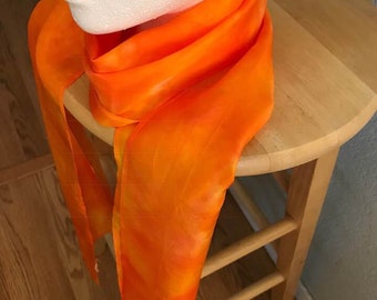 Vibrant Orange Silk Scarf