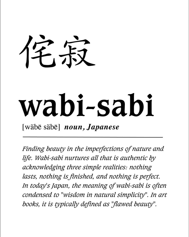 Wabisabi Definition Art Download Digital Print Etsy UK