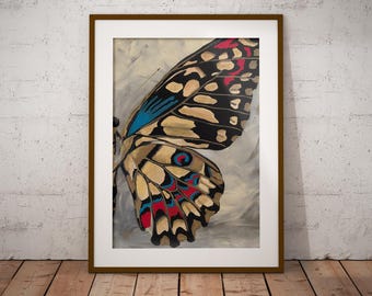 Grafika artystyczna „Motyl w prawym skrzydle” | Rustykalna dekoracja ścienna w stylu western