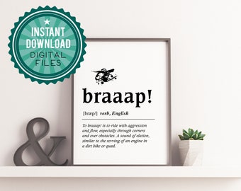 Definicja motocykla Braap Dirt Bike Art Print: Pobieranie cyfrowe