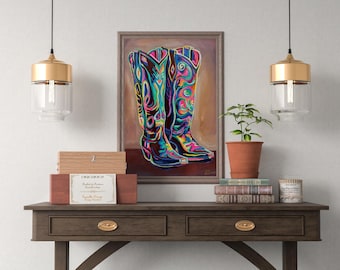 Neonowe kowbojskie buty – oryginalny obraz