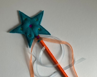 Princess Fairy Star Wand Made of Teal Coloured Felt