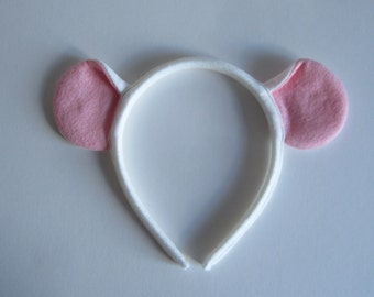 Mouse Ears Hairband Made of White Felt