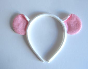Mouse Ears Hairband Made of White Felt Suitable for Children and Adults