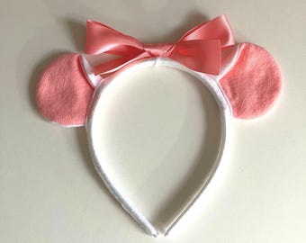 Handmade Felt Mouse Ears Headband: Pink Bow, Cosplay Costume