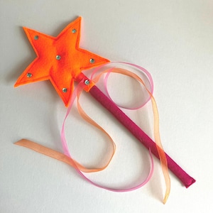 Handmade Felt Star Wand: Orange Fairy Princess Costume Accessory