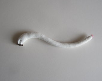 Clip on Mouse Tail Made of White Felt