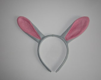 Rabbit Ear Hairband Made of Pale Grey Felt Costume Accessory