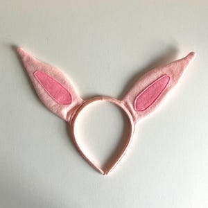 Faixa de cabeça com orelhas de porco de feltro rosa: acessório de fantasia feito à mão