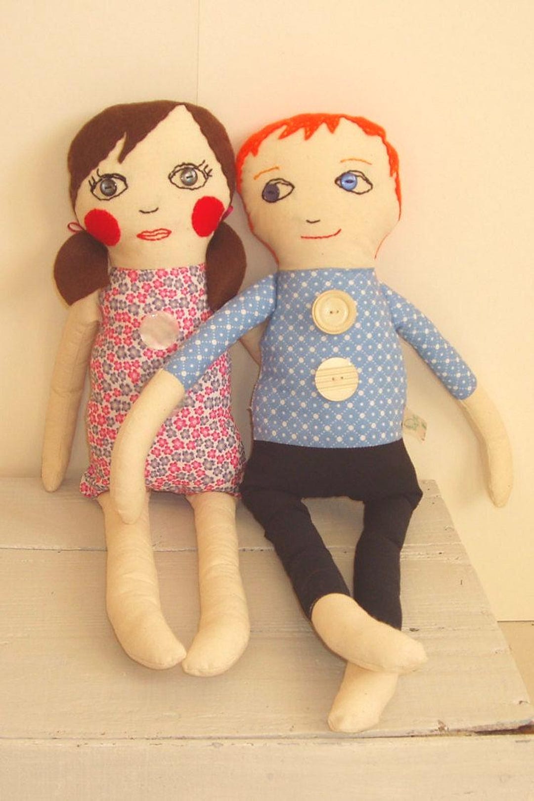 Handmade Rag Dolls: Cotton Calico Boy and Girl Pair - Etsy