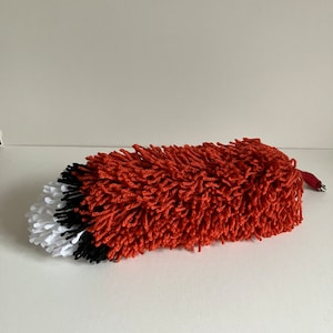 Clip-on Fox Tail Made of Fox Red, Black and Pure White Wool image 1