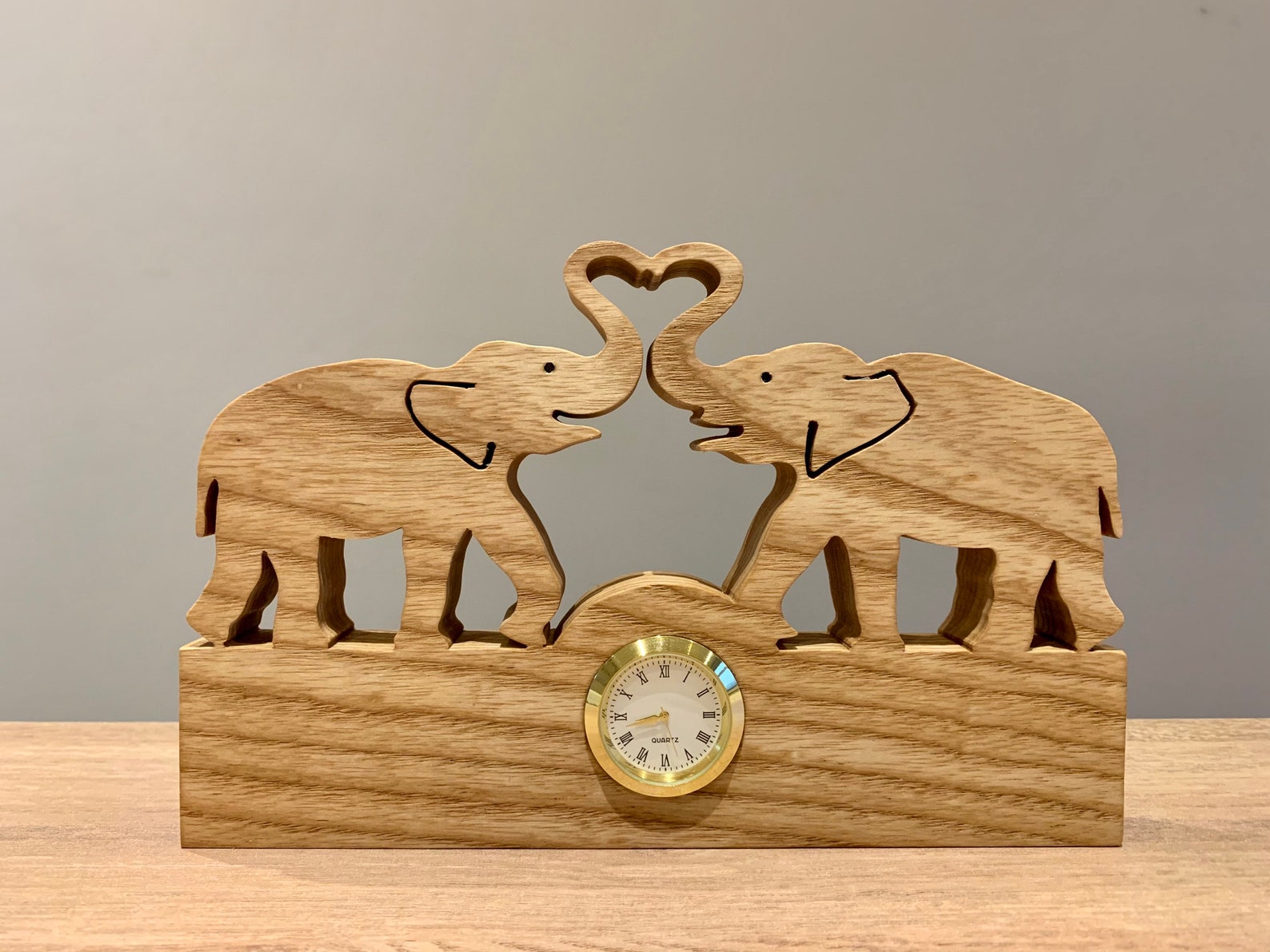 Elephant Clock. Solid Wooden Elephant Clock With Quartz Roman Etsy UK