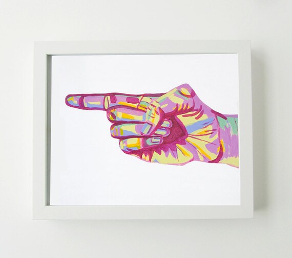 Point Hand Sign Art Print Wall Art Hand Sign Art Hand Etsy